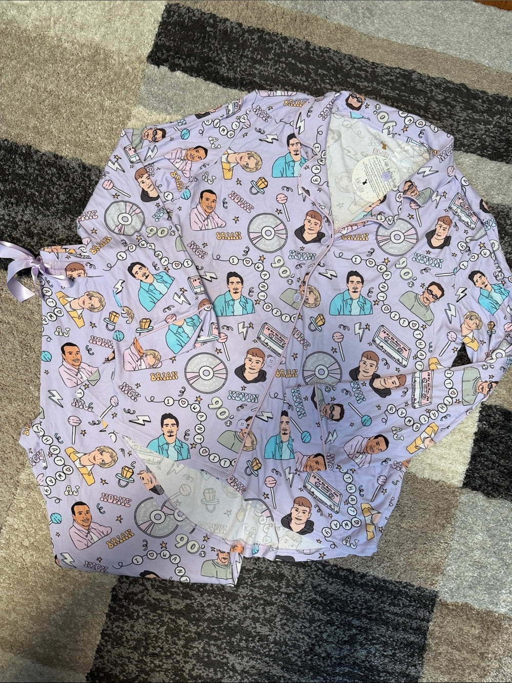 Kiki + Lulu Backstreet Boys BSB pajamas, lavender graphic print, size XL NWT!